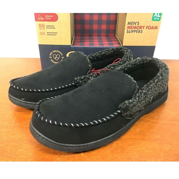NEW Dearfoams Men's Memory Foam Slippers Black - Picture 2 of 6